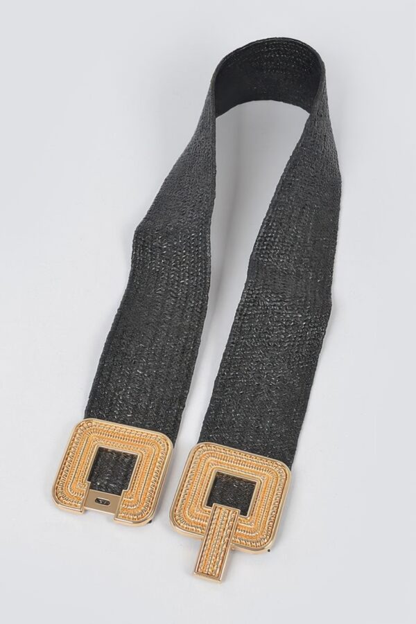 Gold-Buckle Stretch Belt – 70% PVC Elastic Waist Belt