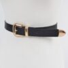 Faux Leather Belt with Gold Metal Buckle – 1.1″