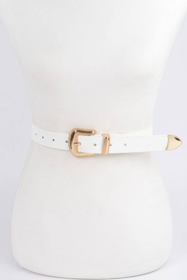 Faux Leather Belt with Gold Metal Buckle – 1.1″
