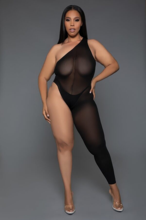 Asymmetrical One-Shoulder Bodystocking – Sheer