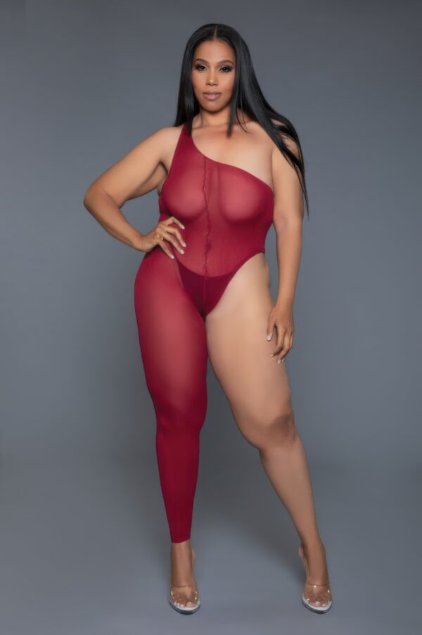 Asymmetrical One-Shoulder Bodystocking – Sheer