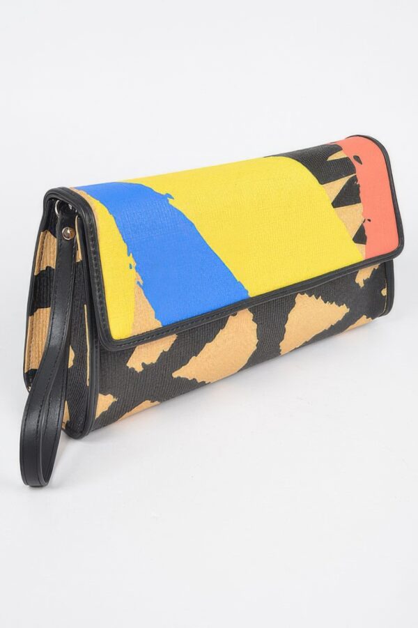 Animal Print Clutch with Color-Block Palette