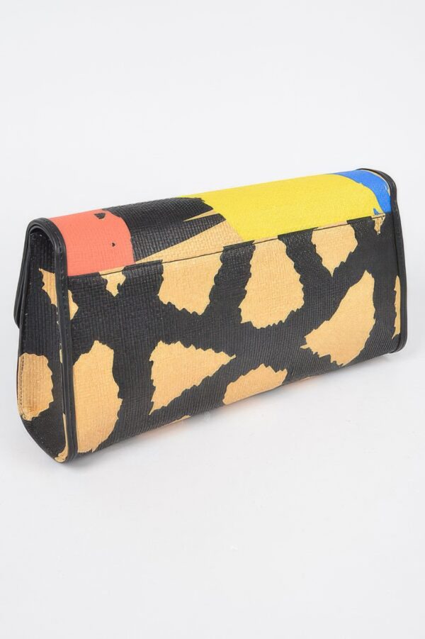 Animal Print Clutch with Color-Block Palette