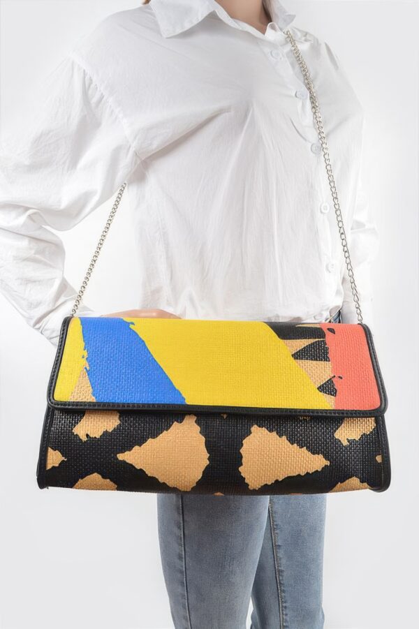Animal Print Clutch with Color-Block Palette