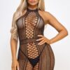 Alena Mini Dress – Geometric Fishnet Halter