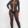 Kiara Lace-Up Bodystocking – Floral Lace