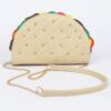 Taco-Shape Studded Clutch with Top Handle