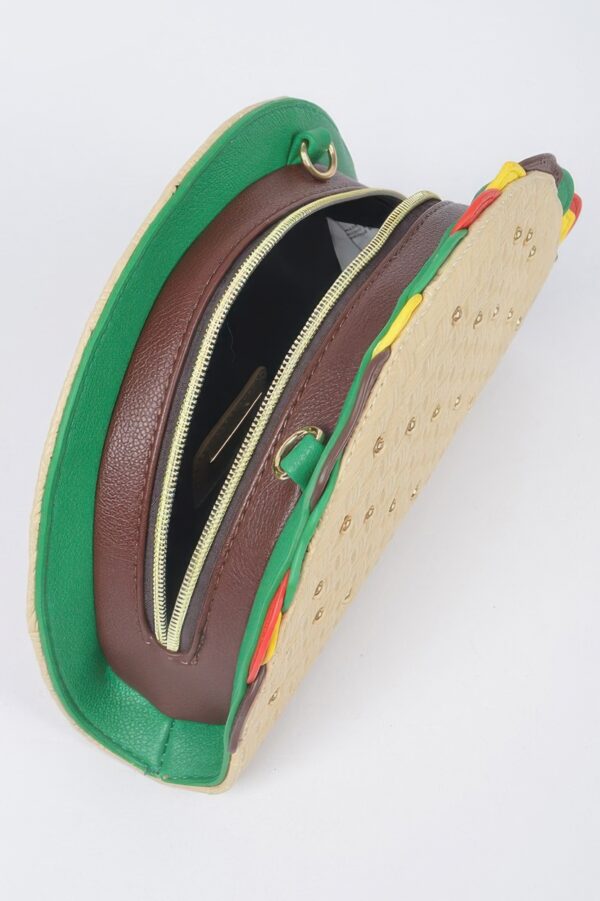 Taco-Shape Studded Clutch with Top Handle