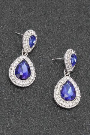 Rhinestone Dangle Earrings – Mixed Metal Drop