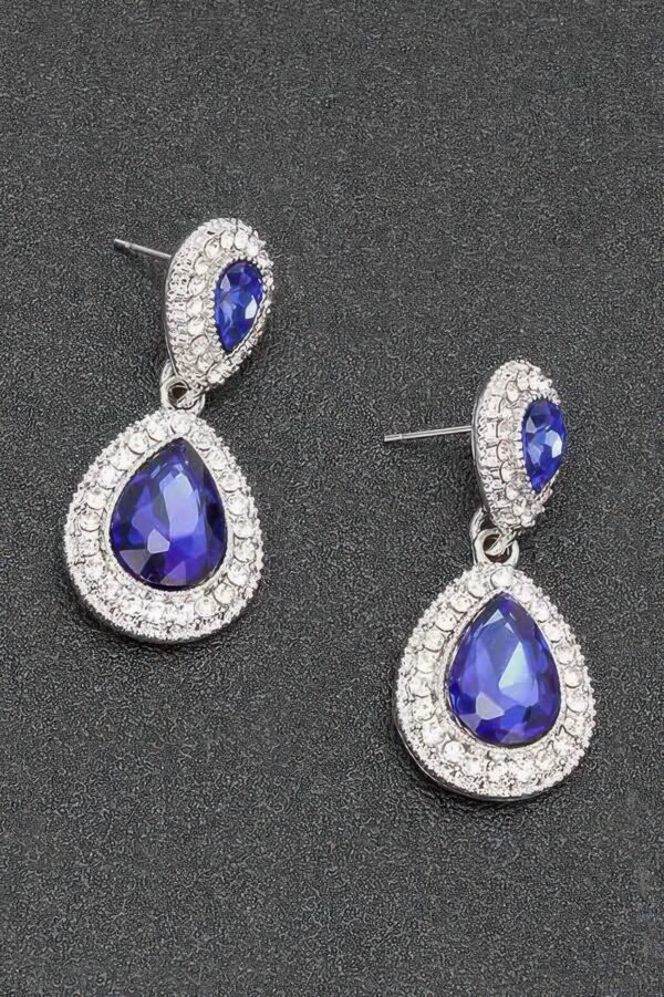 Rhinestone Dangle Earrings – Mixed Metal Drop