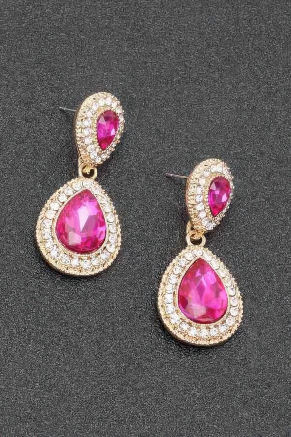 Rhinestone Dangle Earrings – Mixed Metal Drop
