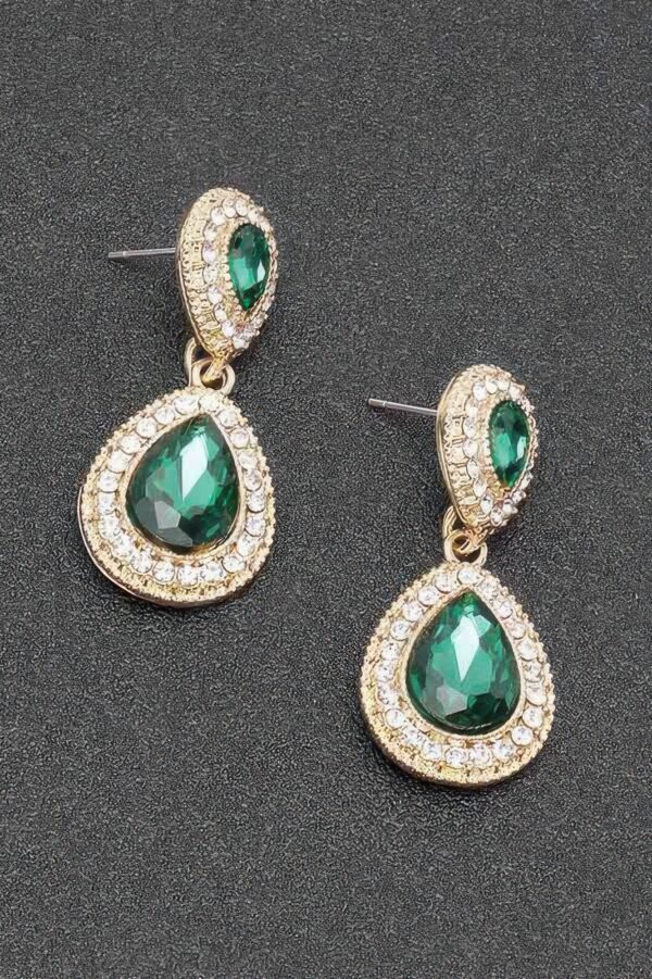 Rhinestone Dangle Earrings – Mixed Metal Drop