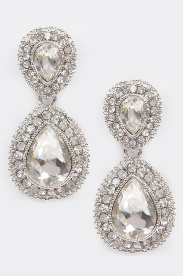 Rhinestone Dangle Earrings – Mixed Metal Drop