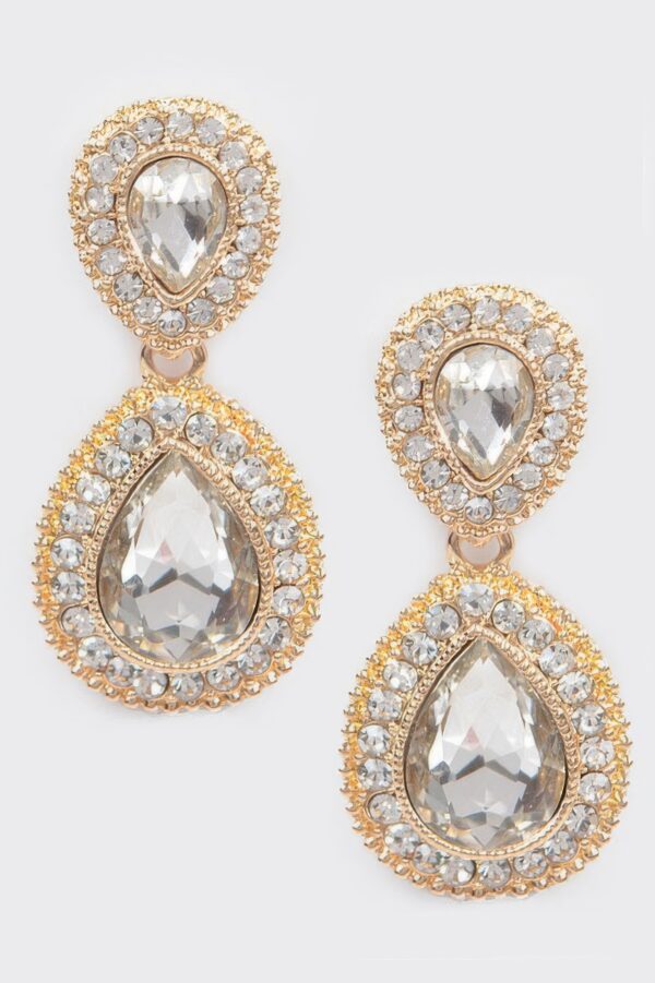 Rhinestone Dangle Earrings – Mixed Metal Drop