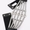 Wide Rhinestone Lattice Waist Belt with Metal Rings