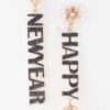 New Year Lettering Drop Earrings – Festive Charm