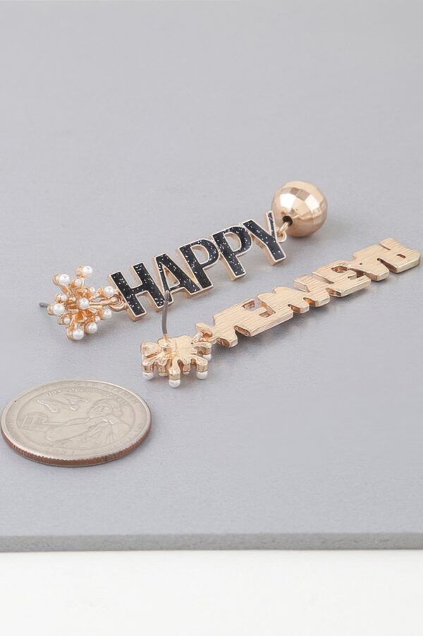 New Year Lettering Drop Earrings – Festive Charm