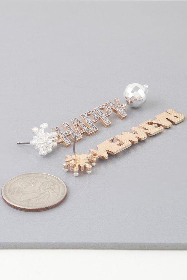 New Year Lettering Drop Earrings – Festive Charm