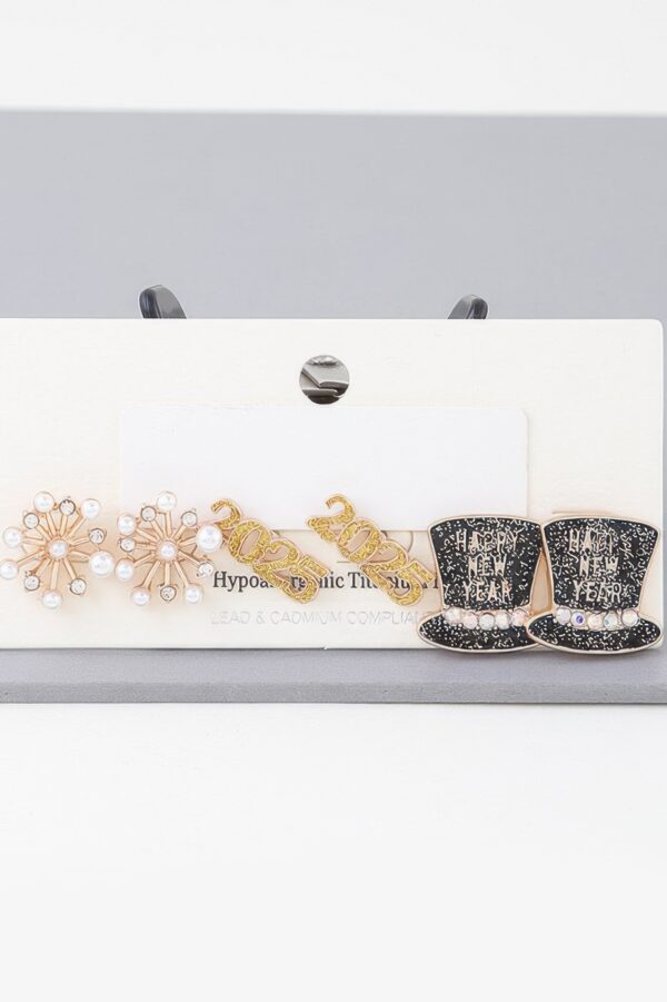 2025 New Year Earrings Set – Four Festive Designs