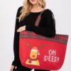 Oh Deer Reindeer Christmas Tote Bag – Red Polyester
