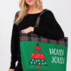 Holly Jolly Lettering Christmas Tree Tote Bag