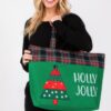 Holly Jolly Lettering Christmas Tree Tote Bag