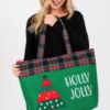 Holly Jolly Lettering Christmas Tree Tote Bag