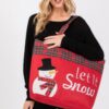 Let It Snow Snowman Christmas Tote – Red Plaid