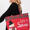 Let It Snow Snowman Christmas Tote – Red Plaid