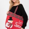 Let It Snow Snowman Christmas Tote – Red Plaid