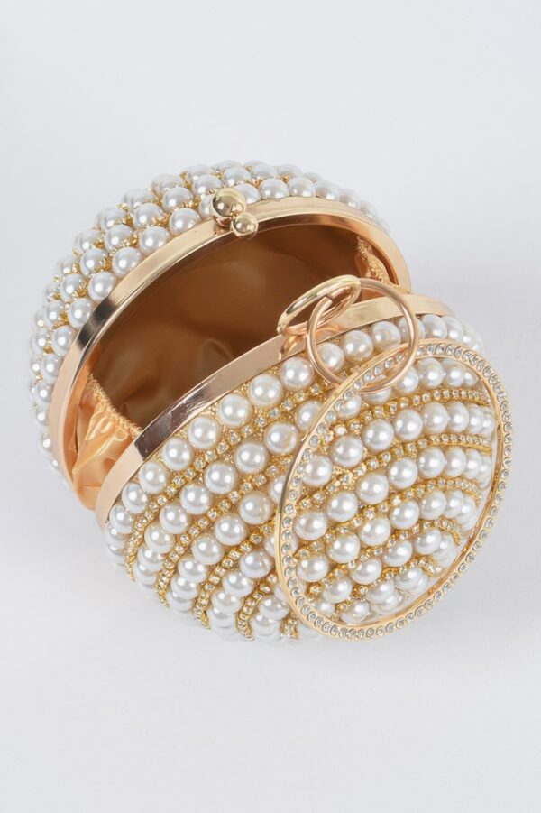 Pearl Sphere Clutch with Gold Chain