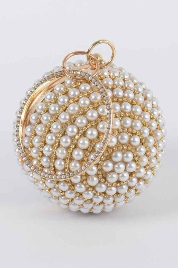 Pearl Sphere Clutch with Gold Chain