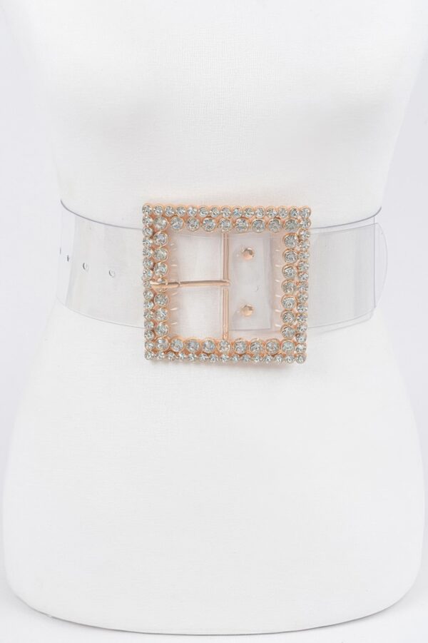Plus Size Clear PVC Belt with Rhinestone Buckle