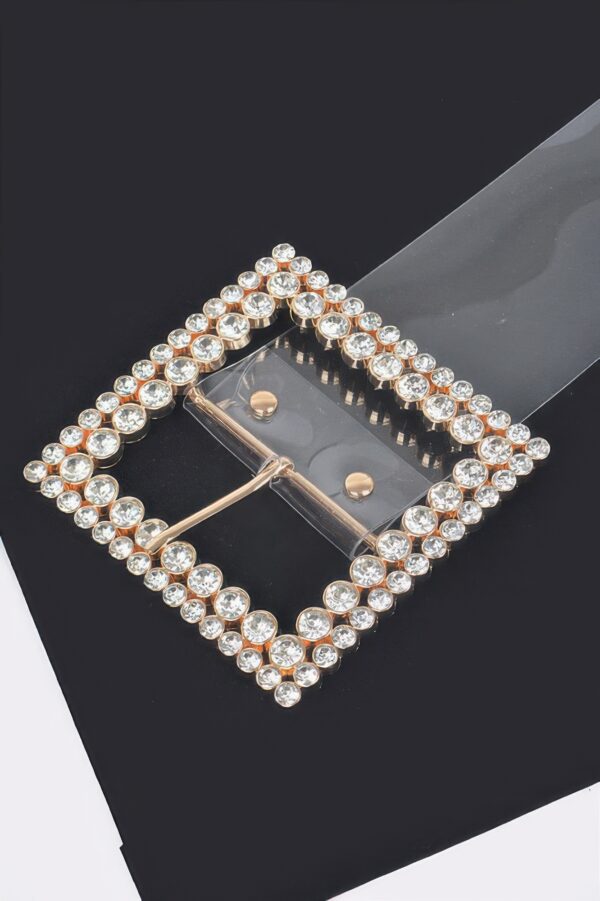 Plus Size Clear PVC Belt with Rhinestone Buckle