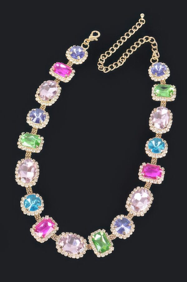Mixed-Shape Stone Necklace – Multicolor