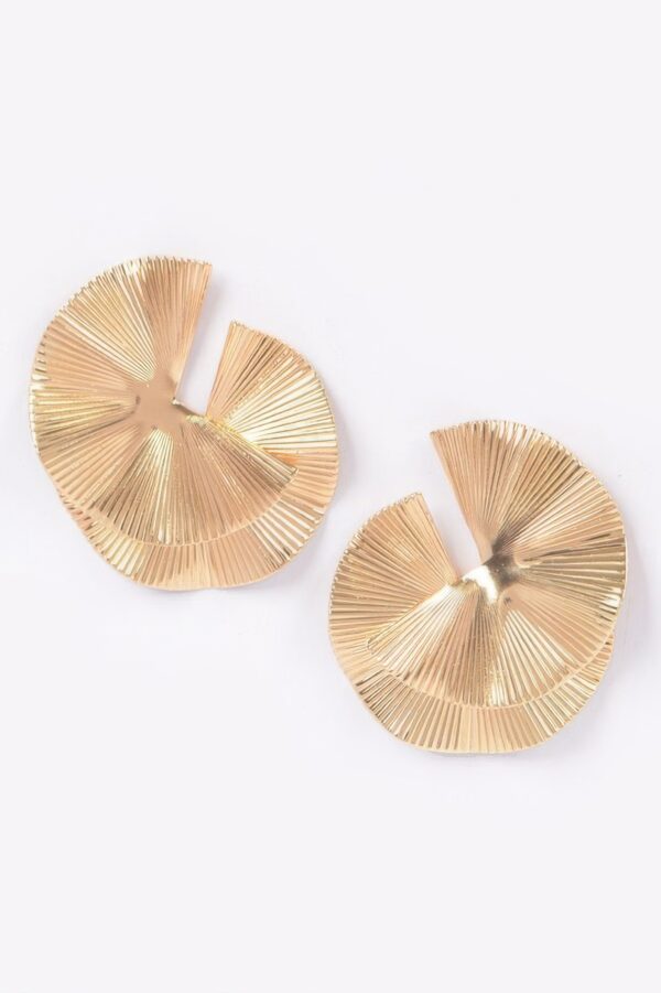 Polished Circular Metal Earrings – 1.5 x 1.75 in