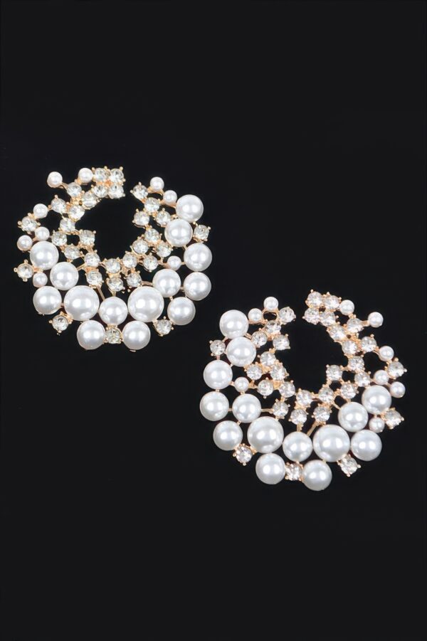 Rhinestone & Pearl Stud Earrings – 2-Pair Set
