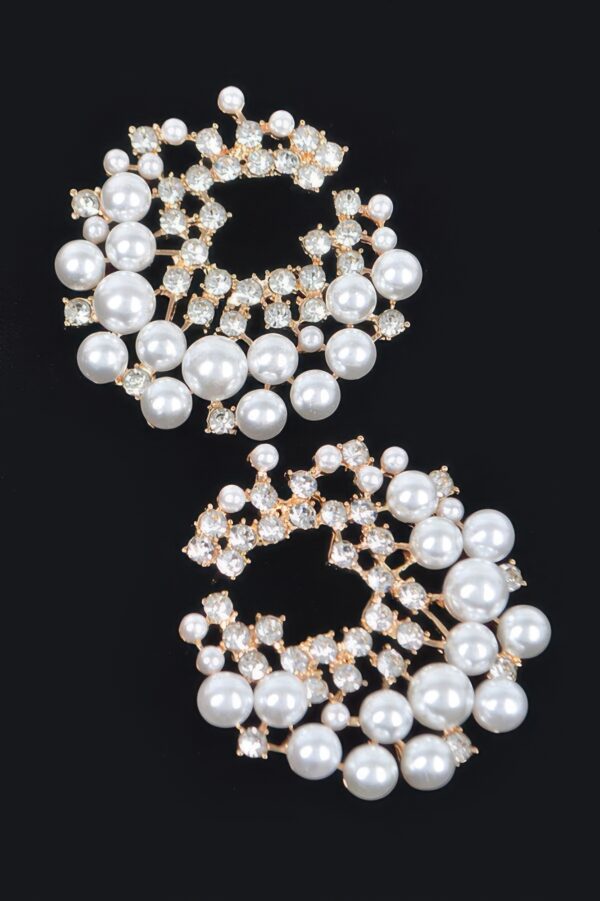 Rhinestone & Pearl Stud Earrings – 2-Pair Set