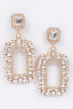 Stone Earring – Square-Cut Rhinestone Drop
