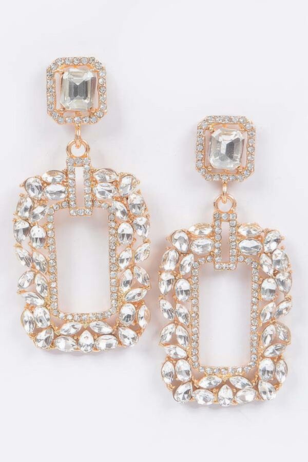 Stone Earring – Square-Cut Rhinestone Drop