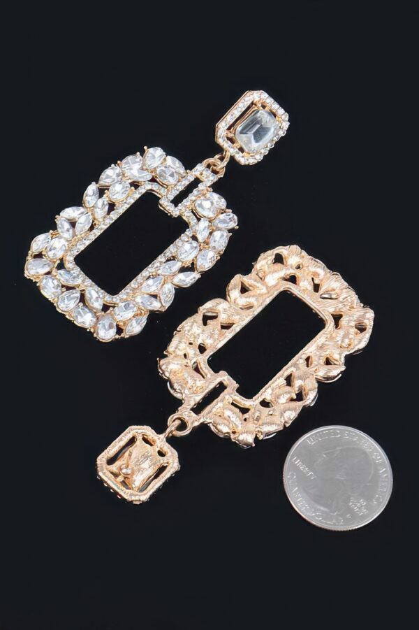 Stone Earring – Square-Cut Rhinestone Drop