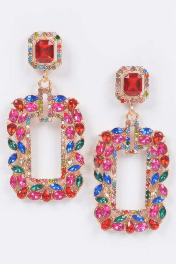 Stone Earring – Square-Cut Rhinestone Drop