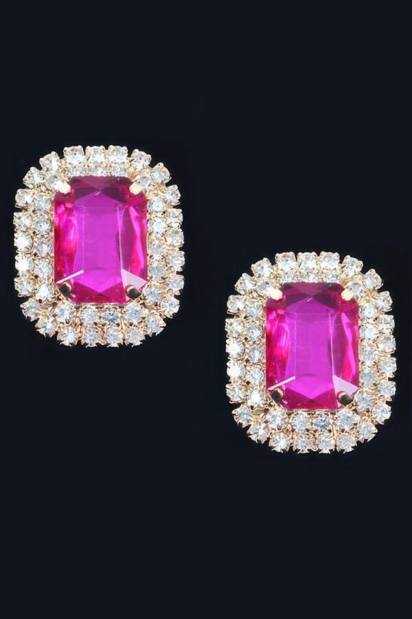 Rhinestone Stud Earring – Polished Round Sparkle