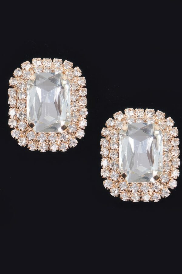 Rhinestone Stud Earring – Polished Round Sparkle