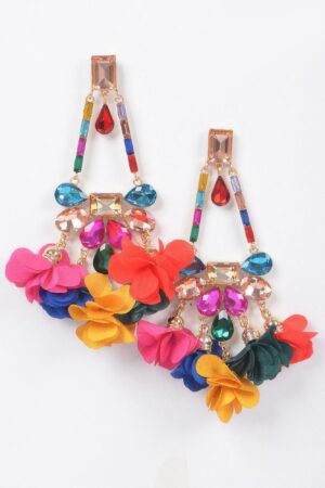 Blossom Bling Rhinestone Drop Earrings – Floral
