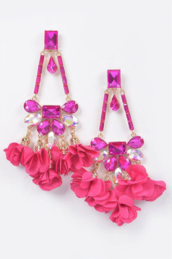 Blossom Bling Rhinestone Drop Earrings – Floral