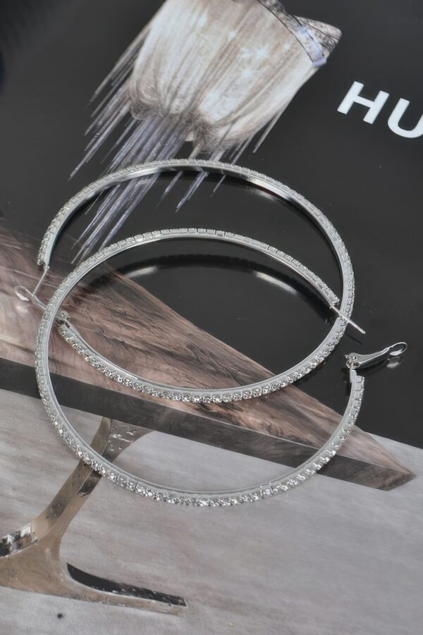 8cm Double Rhinestone Hoop Earrings – Oversized Sparkle