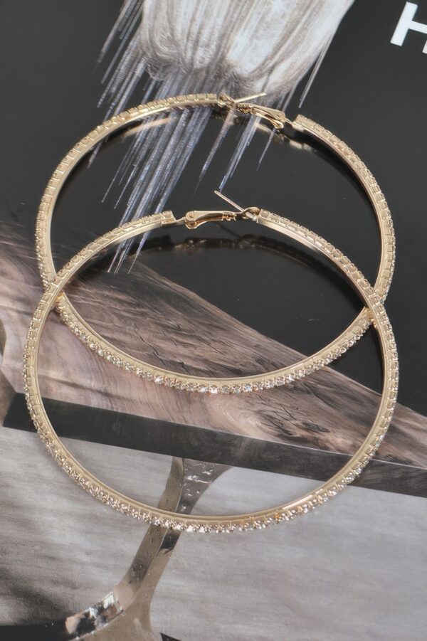 8cm Double Rhinestone Hoop Earrings – Oversized Sparkle