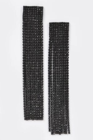 Rhinestone Curtain Drop Earrings – Cascading Sparkle