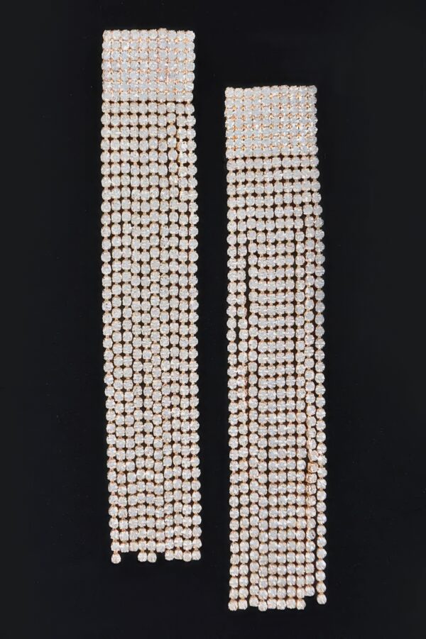 Rhinestone Curtain Drop Earrings – Cascading Sparkle